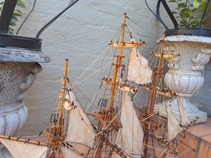 A 20th Century Hand- Made Wooden Galleon / Ship On Stand - Image 8