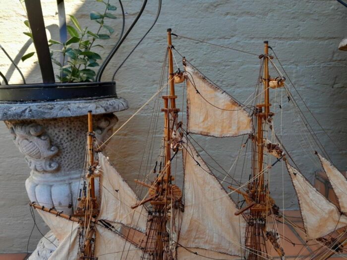 A 20th Century Hand- Made Wooden Galleon / Ship On Stand - Image 9