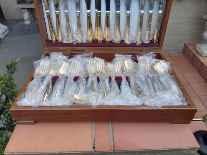 A Grawe And Hill Gold-Plated Cutlery Set With Maroon Lining In A Canteen - Image 5