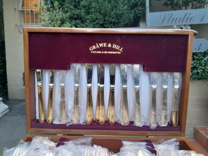 A Grawe And Hill Gold-Plated Cutlery Set With Maroon Lining In A Canteen - Image 6