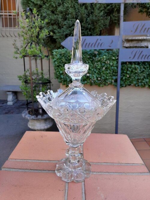 An Antique  Georgian Crystal  Urn With Top