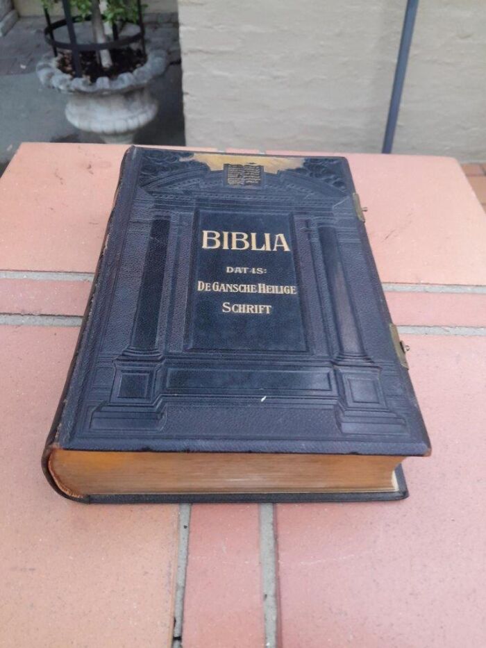 A Leather Bound Bible With Brass Clasps And Mounts - Image 2