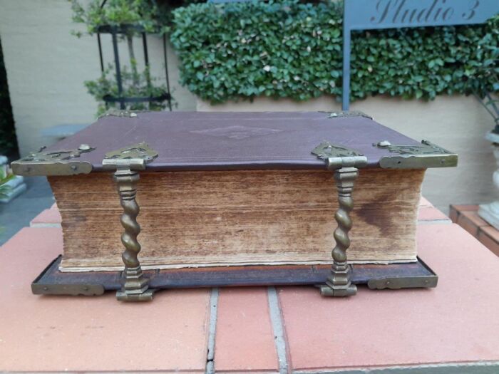 An Early 19th Century Large Leather Bound With Brass Clasps And Mounts Bible - Image 2