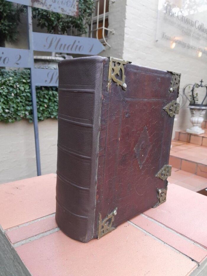 An Early 19th Century Large Leather Bound With Brass Clasps And Mounts Bible - Image 7