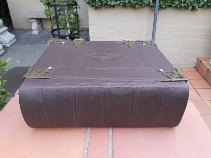 An Early 19th Century Large Leather Bound With Brass Clasps And Mounts Bible - Image 8