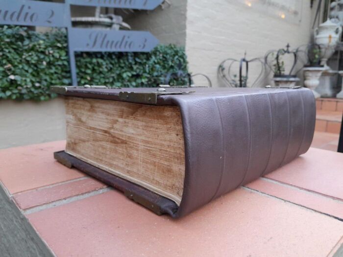 An Early 19th Century Large Leather Bound With Brass Clasps And Mounts Bible - Image 9