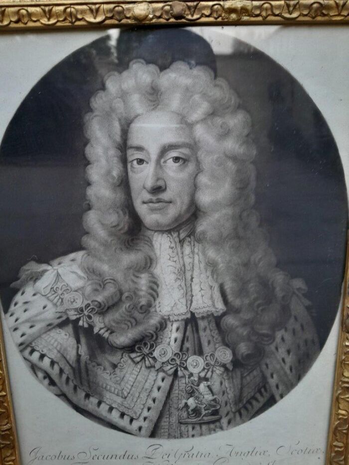 A 19th Century Engraving King James ll in Gilded and Black Frame - Image 6