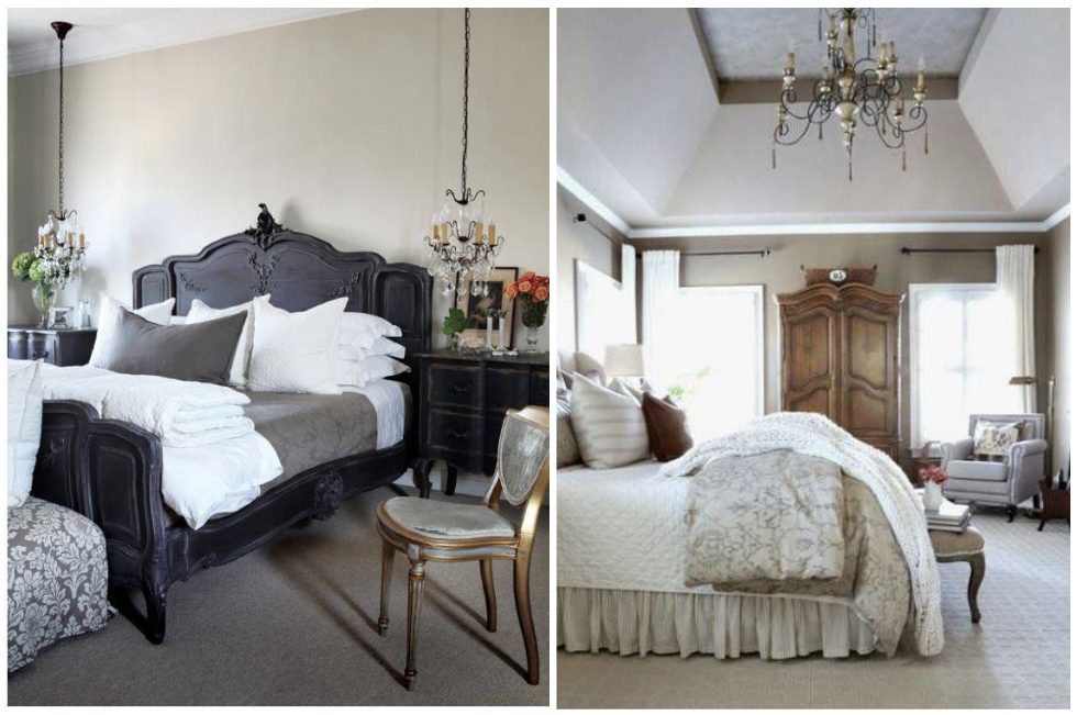 Antique French chandeliers in the bedroom