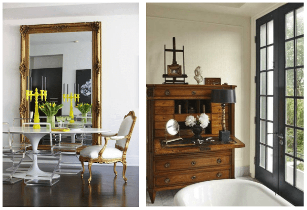 Victorian antiques on modern spaces