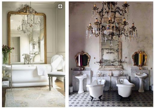 Antique chandeliers for modern bathrooms