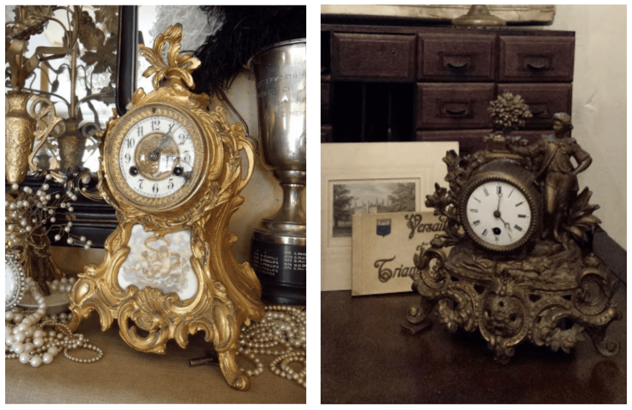 Antique mantle, carriage and tabletop decorative clocks