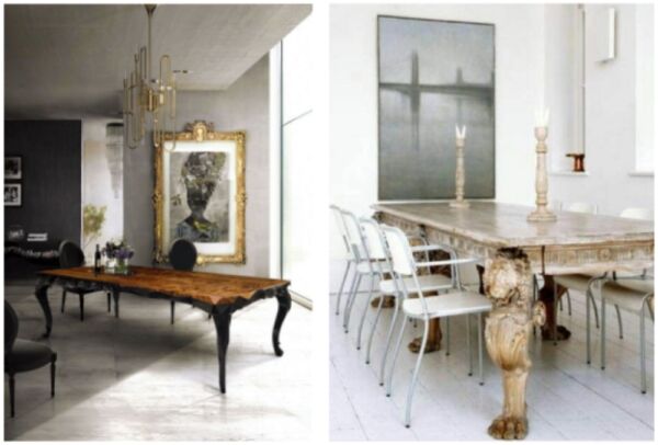 Successfully integrating gilded and bleached antiques into a contemporary space requires balance and thoughtful placement. 