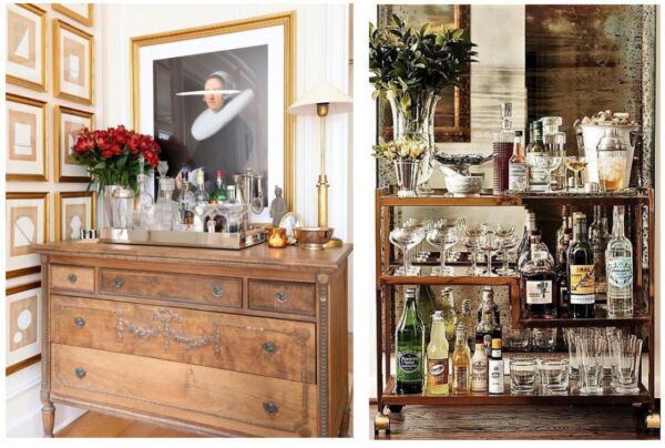 To truly capture the essence of this trend, consider styling your drinks table or bar cabinet with carefully selected silver and glass antique items. 