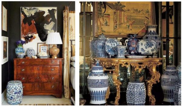 Smaller Chinese accessories, like porcelain ginger jars, vases or jardiniéres make elegant accents. 