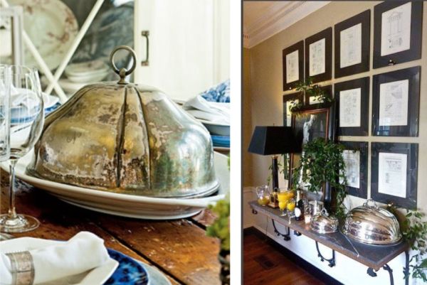 Use an antique silver cloches to cover cheese platters, hors d’oeuvres, or desserts during gatherings.