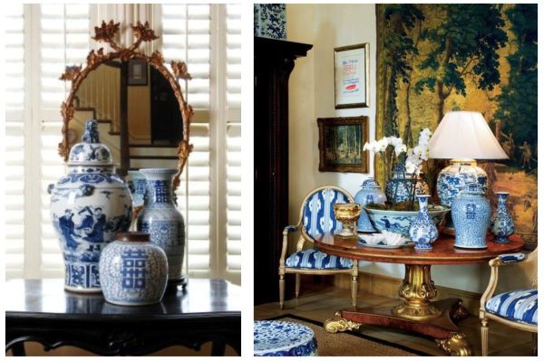 A bleached French-style armoire adorned with ginger jars or a gilded console table with a porcelain lamp evokes timeless sophistication. 