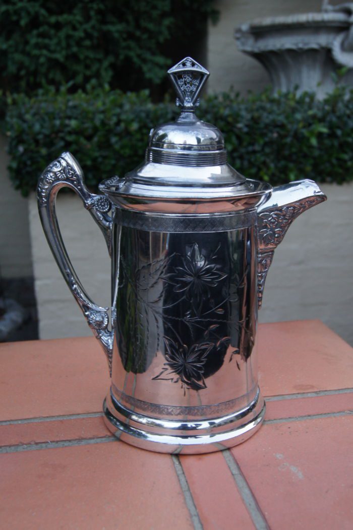 Antique Silver Plate Water Pitcher, Victorian Aesthetic Era, circa 1800