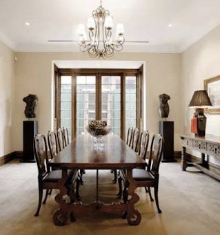 antique refectory table in stylish dining room setting